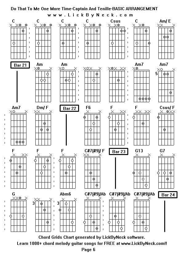 Chord Grids Chart of chord melody fingerstyle guitar song-Do That To Me One More Time-Captain And Tenille-BASIC ARRANGEMENT,generated by LickByNeck software.